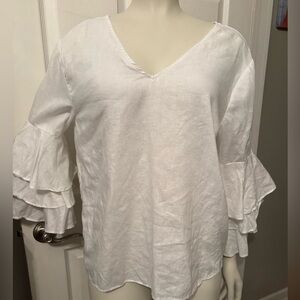 Neiman Marcus linen bell sleeve top M
